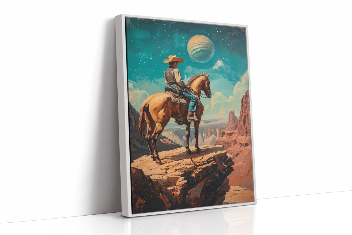 Stargazer Cowboy Canvas – Western Space Wall Art - Quarter Circle AK Boutique