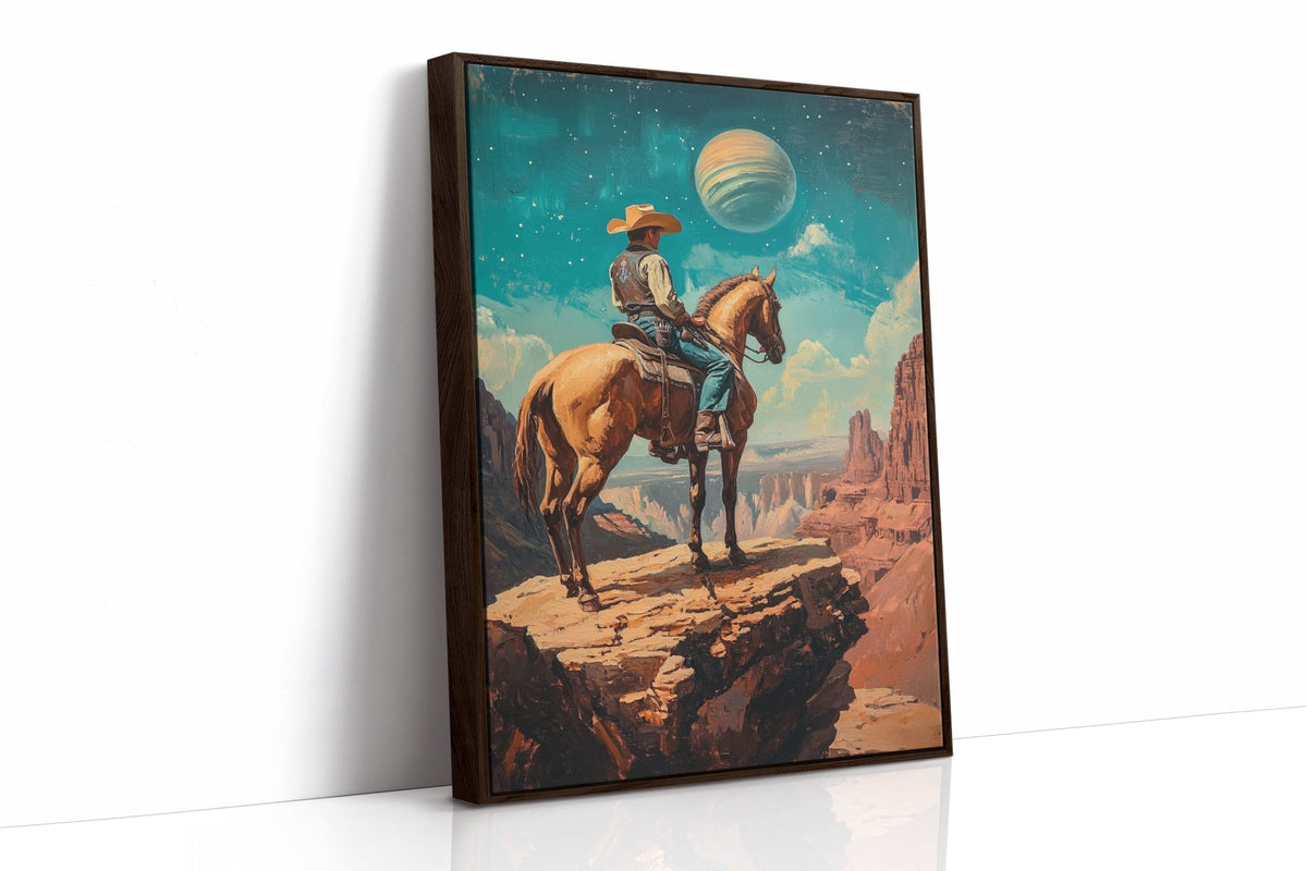 Stargazer Cowboy Canvas – Western Space Wall Art - Quarter Circle AK Boutique