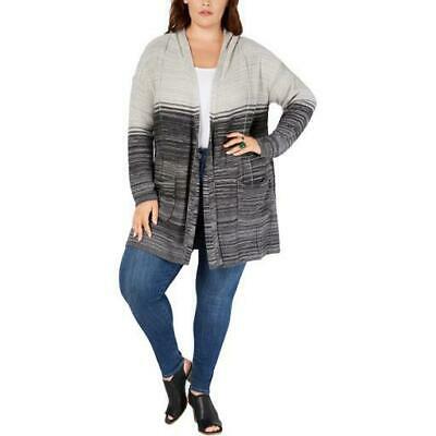 Style & Co. Womens Plus Ombre Hooded Cardigan Sweater - Quarter Circle AK Boutique