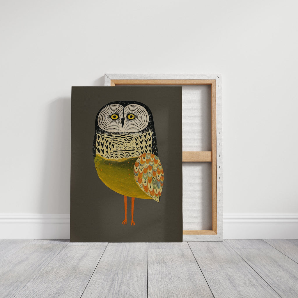 Stylized Owl with Golden Feathers - Quarter Circle AK Boutique