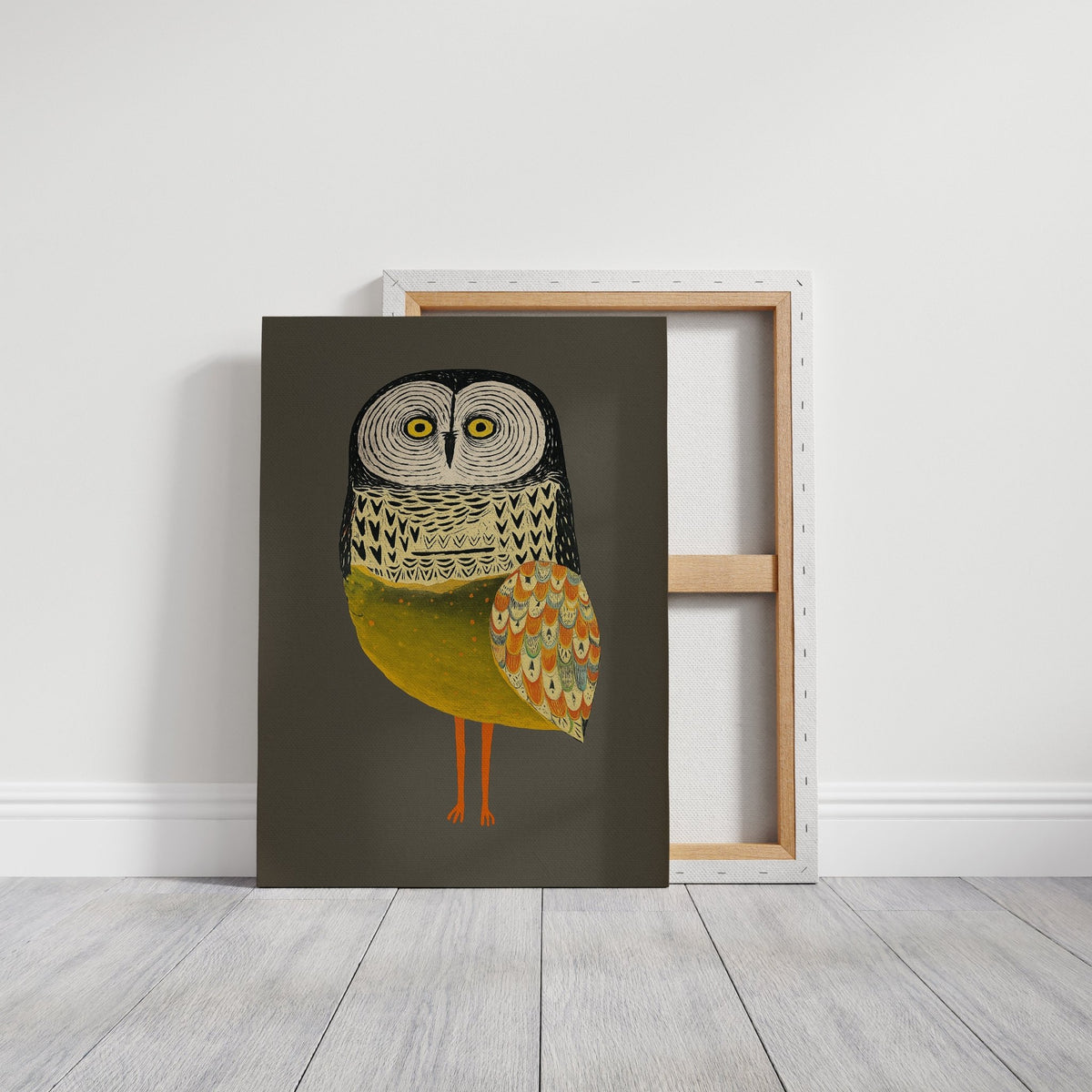 Stylized Owl with Golden Feathers - Quarter Circle AK Boutique