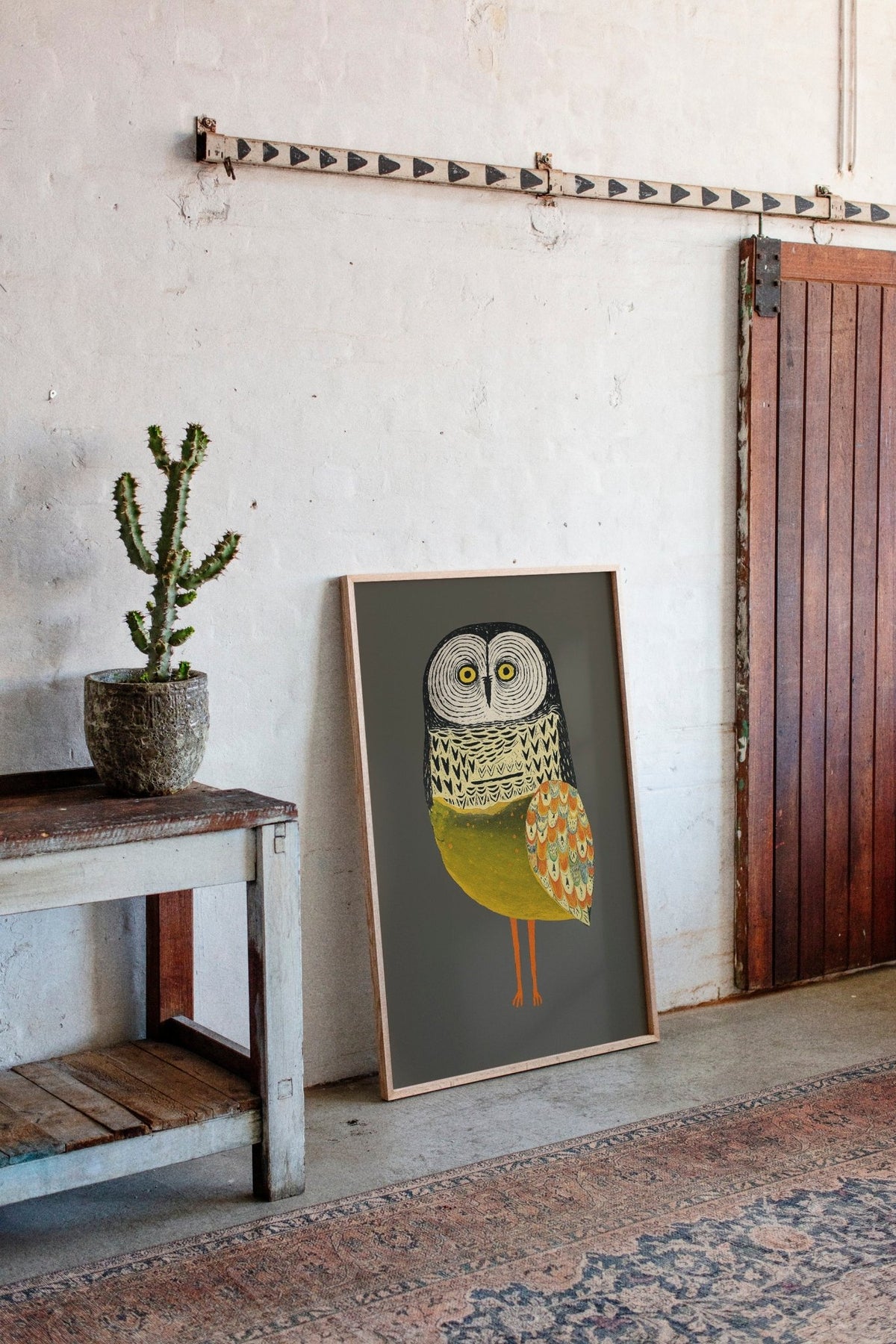 Stylized Owl with Golden Feathers - Quarter Circle AK Boutique