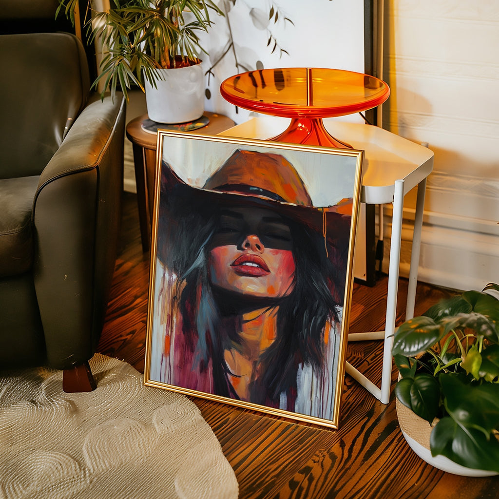 Sunkissed Heat – Bold Cowgirl Portrait with Fiery Palette - Quarter Circle AK Boutique
