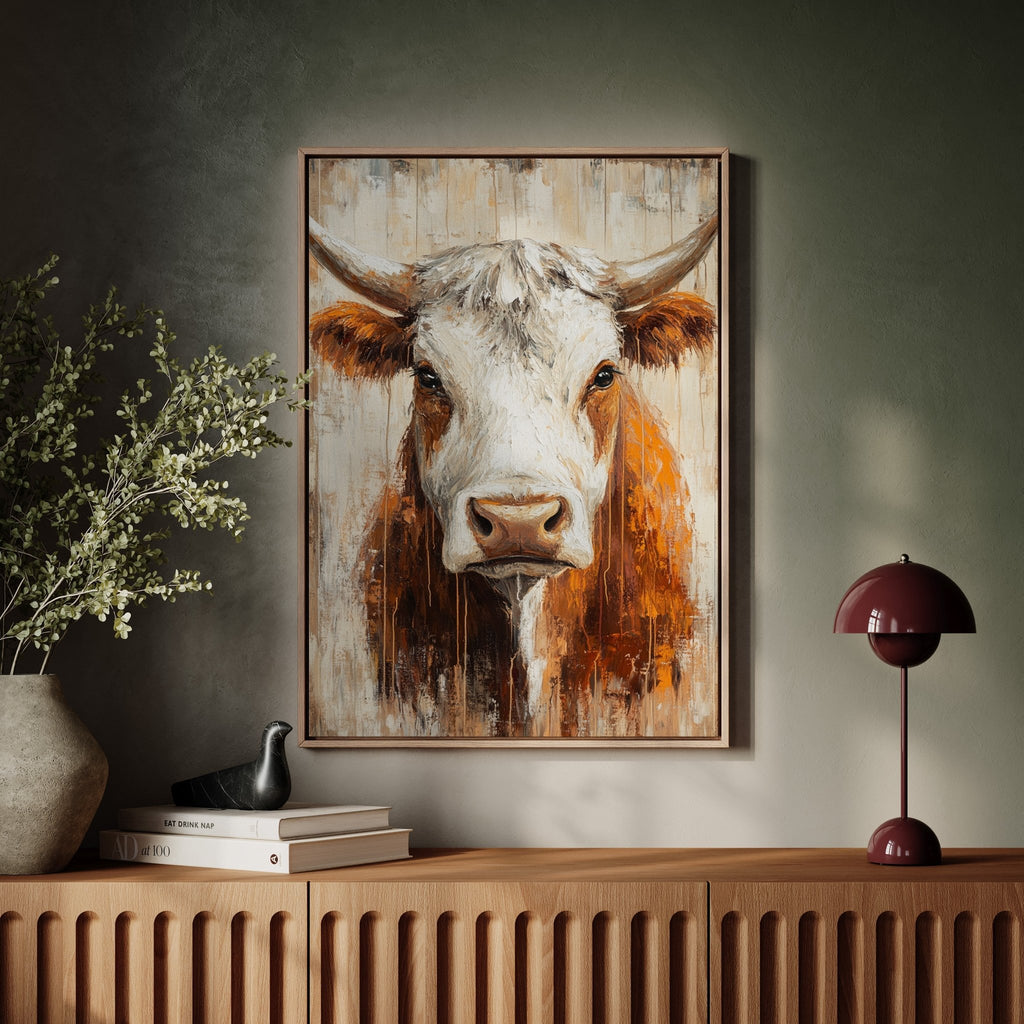 Sunset Longhorn on Weathered Wood - Quarter Circle AK Boutique