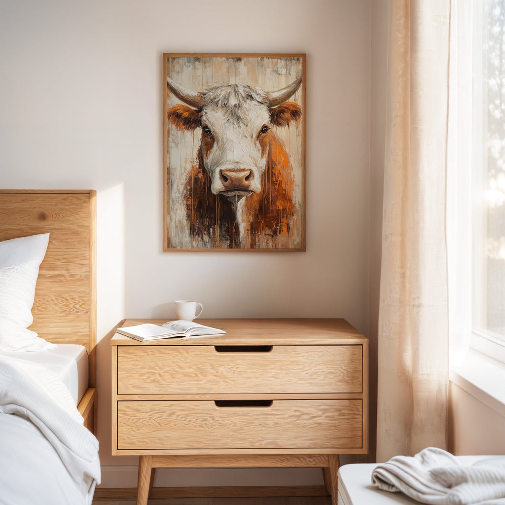 Sunset Longhorn on Weathered Wood - Quarter Circle AK Boutique