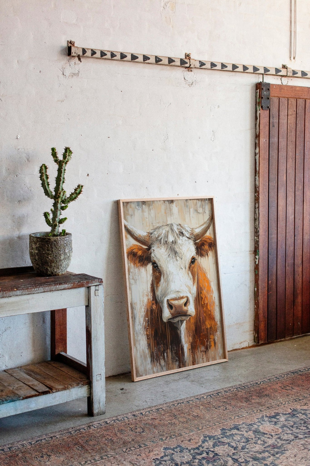 Sunset Longhorn on Weathered Wood - Quarter Circle AK Boutique