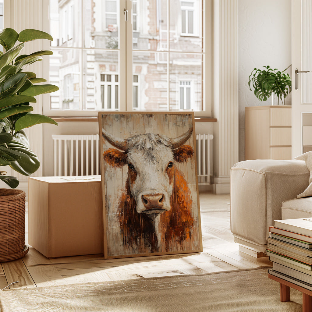 Sunset Longhorn on Weathered Wood - Quarter Circle AK Boutique