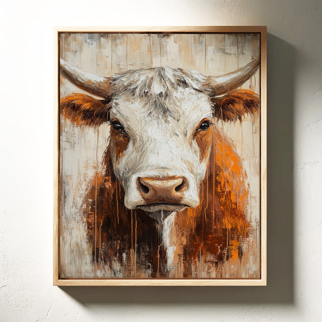 Sunset Longhorn on Weathered Wood - Quarter Circle AK Boutique
