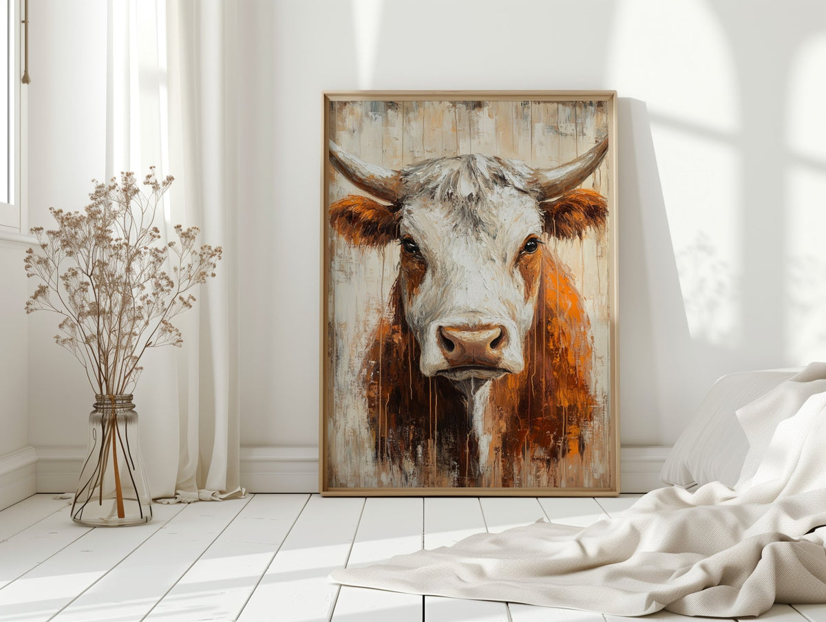 Sunset Longhorn on Weathered Wood - Quarter Circle AK Boutique