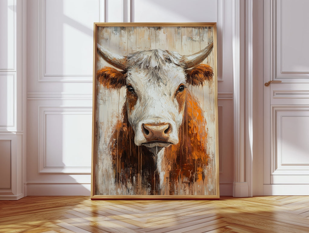 Sunset Longhorn on Weathered Wood - Quarter Circle AK Boutique