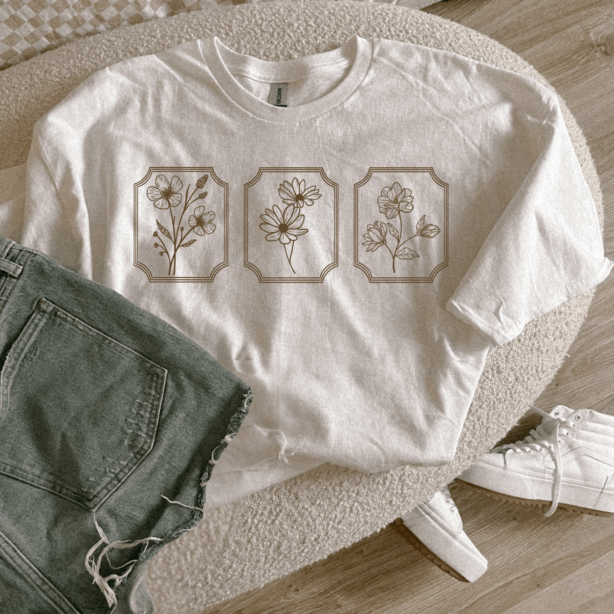 super simple 3 florals tee or sweatshirt - Quarter Circle AK Boutique