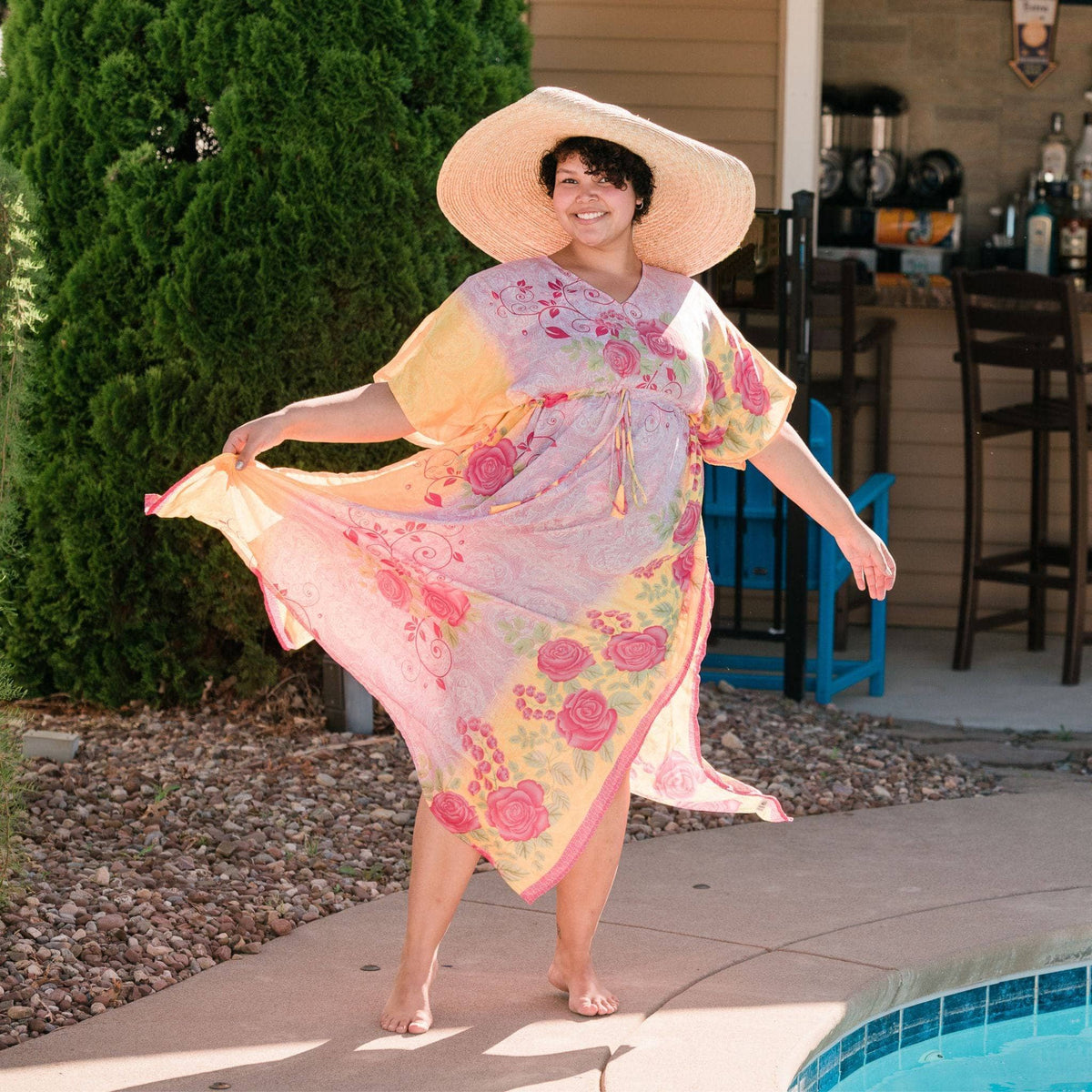 Surplus Sale Aanya Adjustable Long Kaftan Dress - Quarter Circle AK Boutique