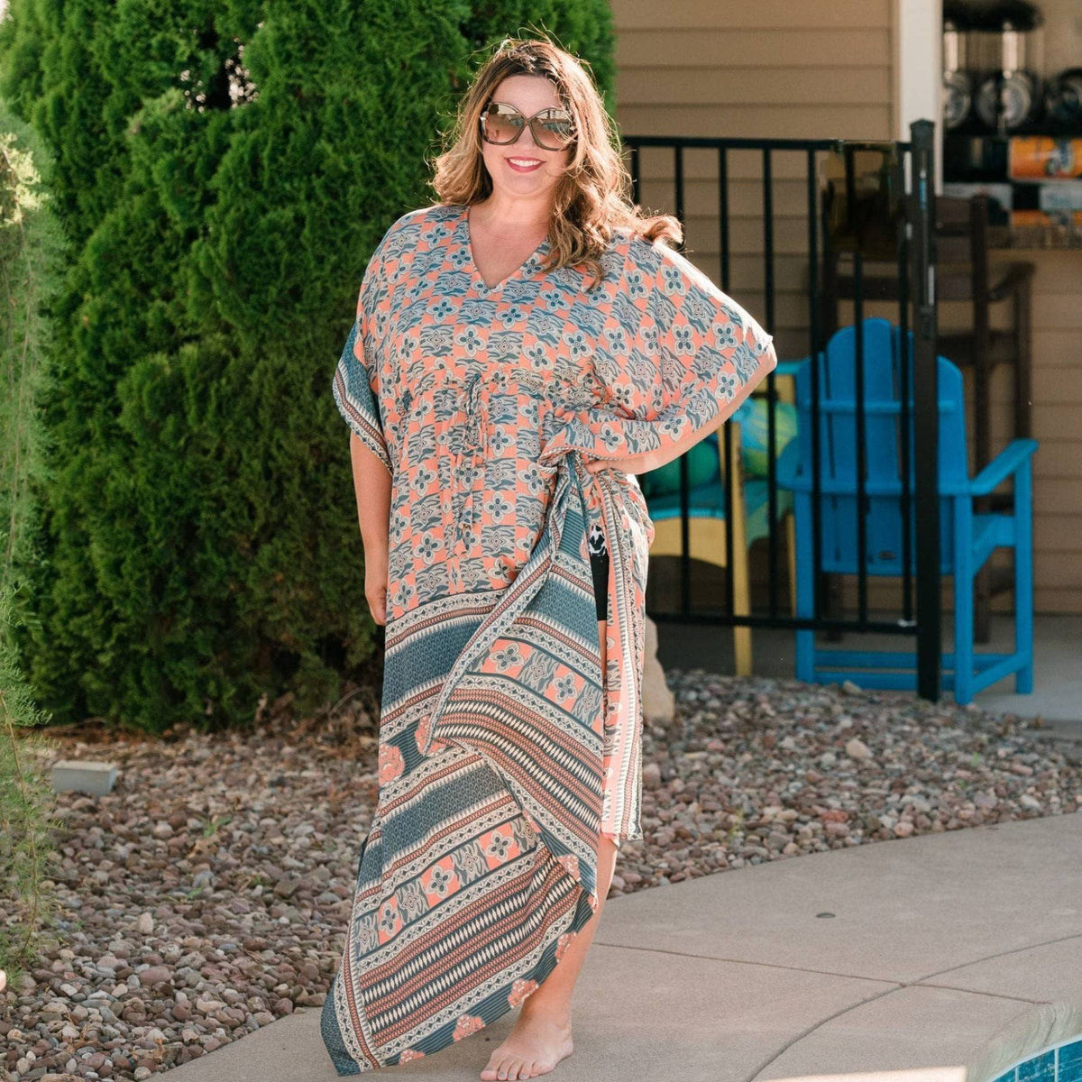 Surplus Sale Aanya Adjustable Long Kaftan Dress - Quarter Circle AK Boutique