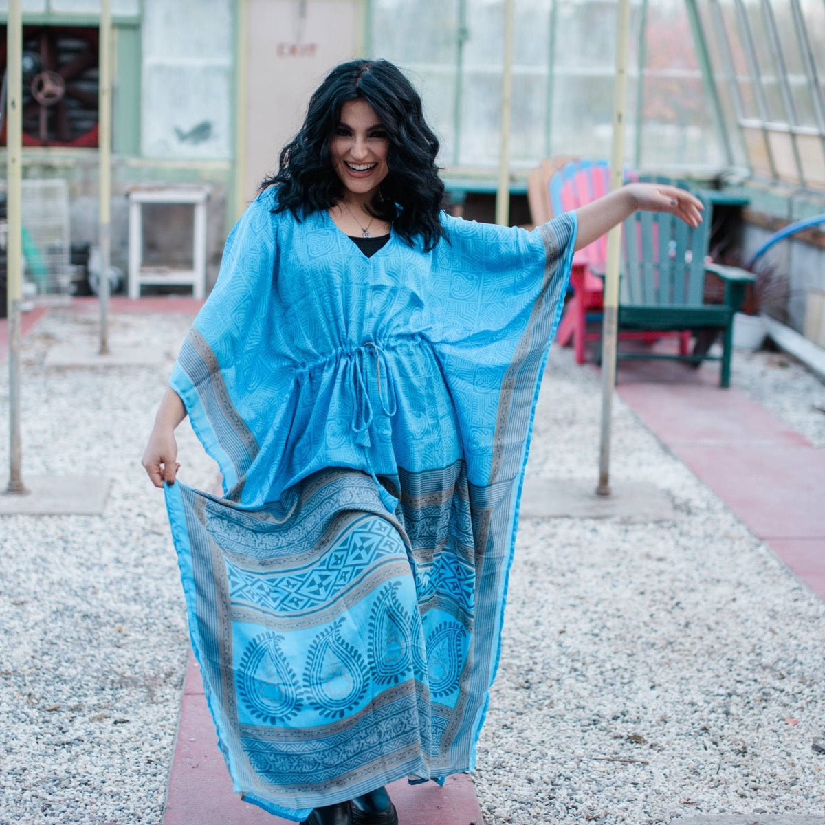 Surplus Sale Aanya Adjustable Long Kaftan Dress - Quarter Circle AK Boutique