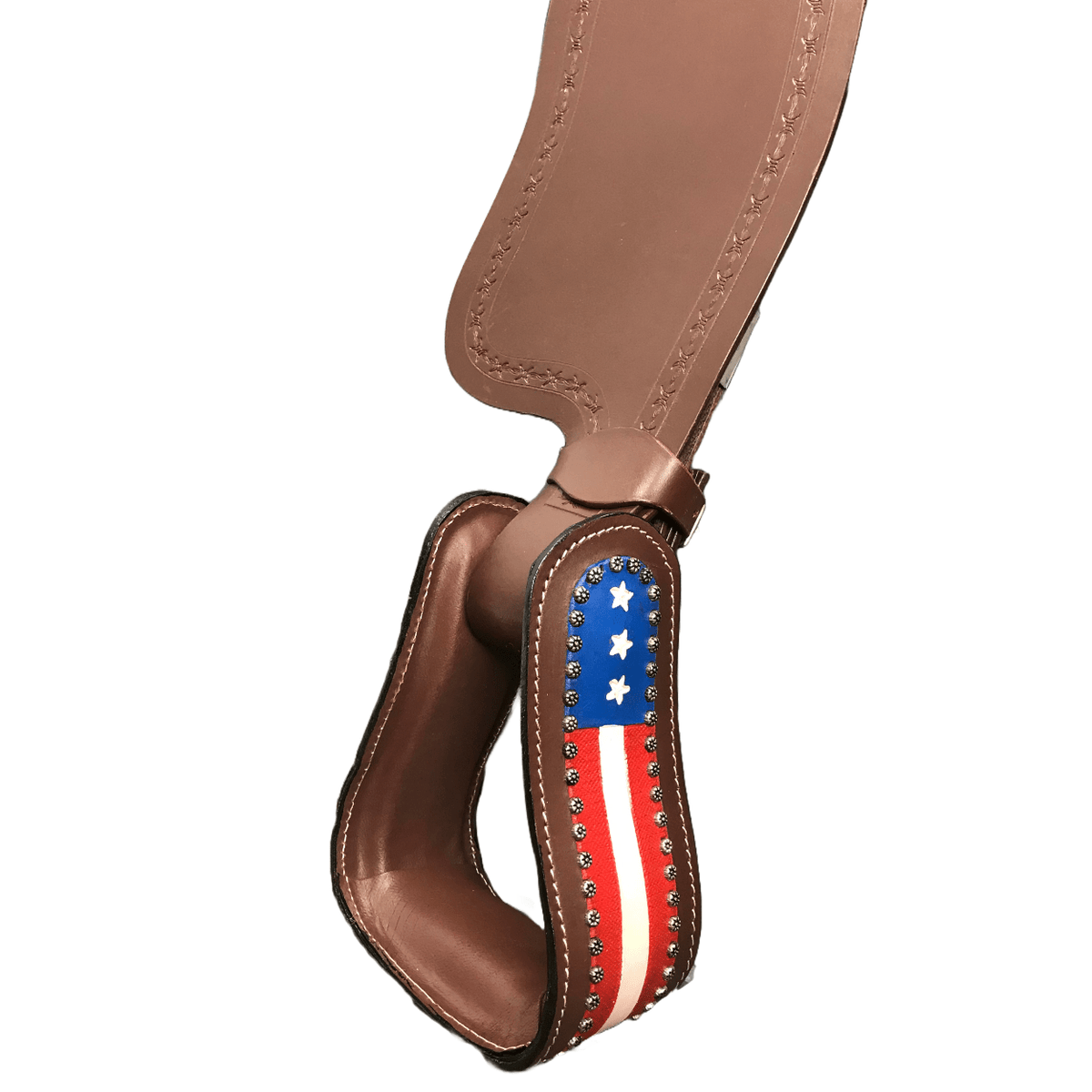 Tahoe Tack Patriotic American Flag Leather Adult Western Stirrups - Quarter Circle AK Boutique