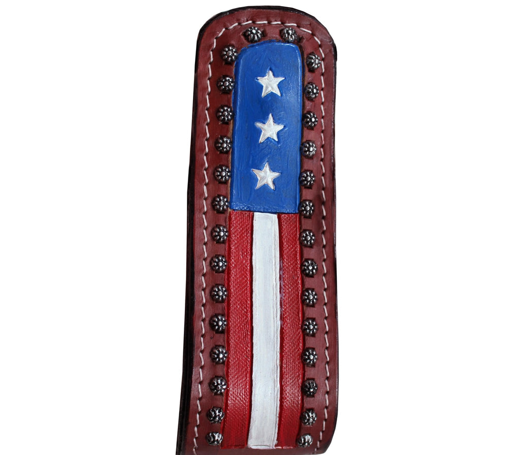 Tahoe Tack Patriotic American Flag Leather Adult Western Stirrups - Quarter Circle AK Boutique