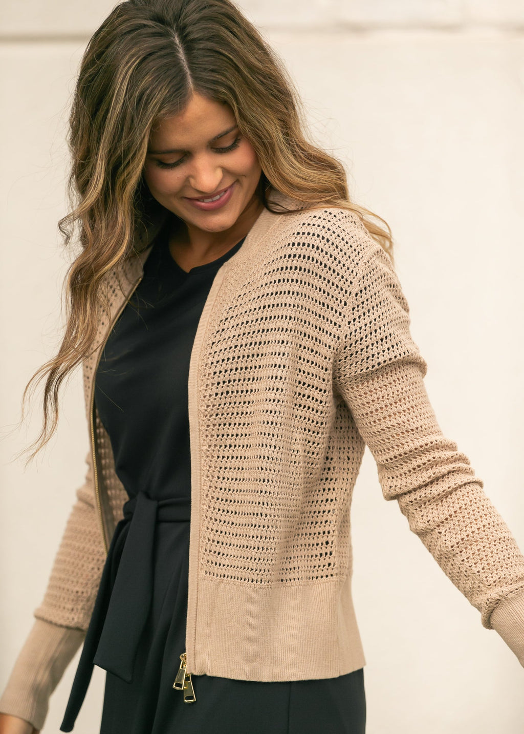Tate Crochet Open Knit Cardigan - Quarter Circle AK Boutique