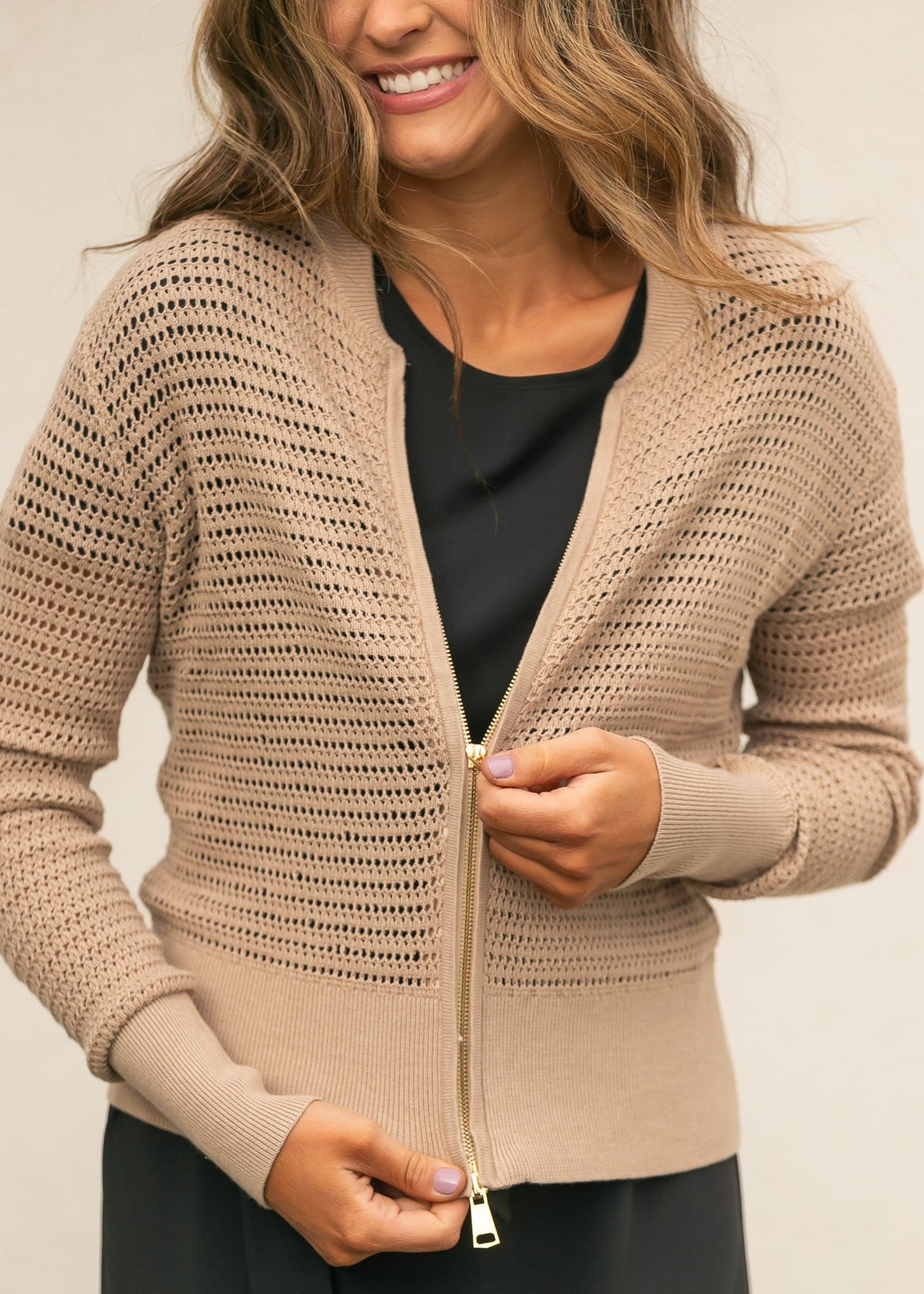 Tate Crochet Open Knit Cardigan - Quarter Circle AK Boutique