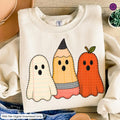 Teacher ghost paper ghost pencil ghost apple tee or sweatshirt - Quarter Circle AK Boutique