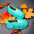 Teal Velvet Barefoot Shoe Topper | Ozznek Wide Toe Box & Zero-Drop - Quarter Circle AK Boutique