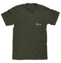 Tee Luv x Comfort Colors Faded Coors Rodeo Cowboy Left Chest Pocket T-Shirt - Moss Green - Quarter Circle AK Boutique