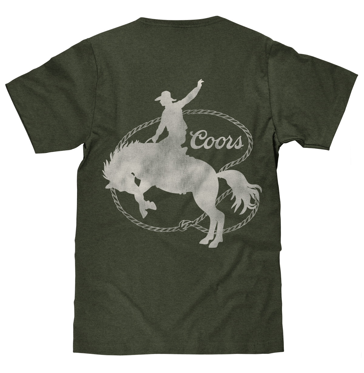 Tee Luv x Comfort Colors Faded Coors Rodeo Cowboy Left Chest Pocket T-Shirt - Moss Green - Quarter Circle AK Boutique