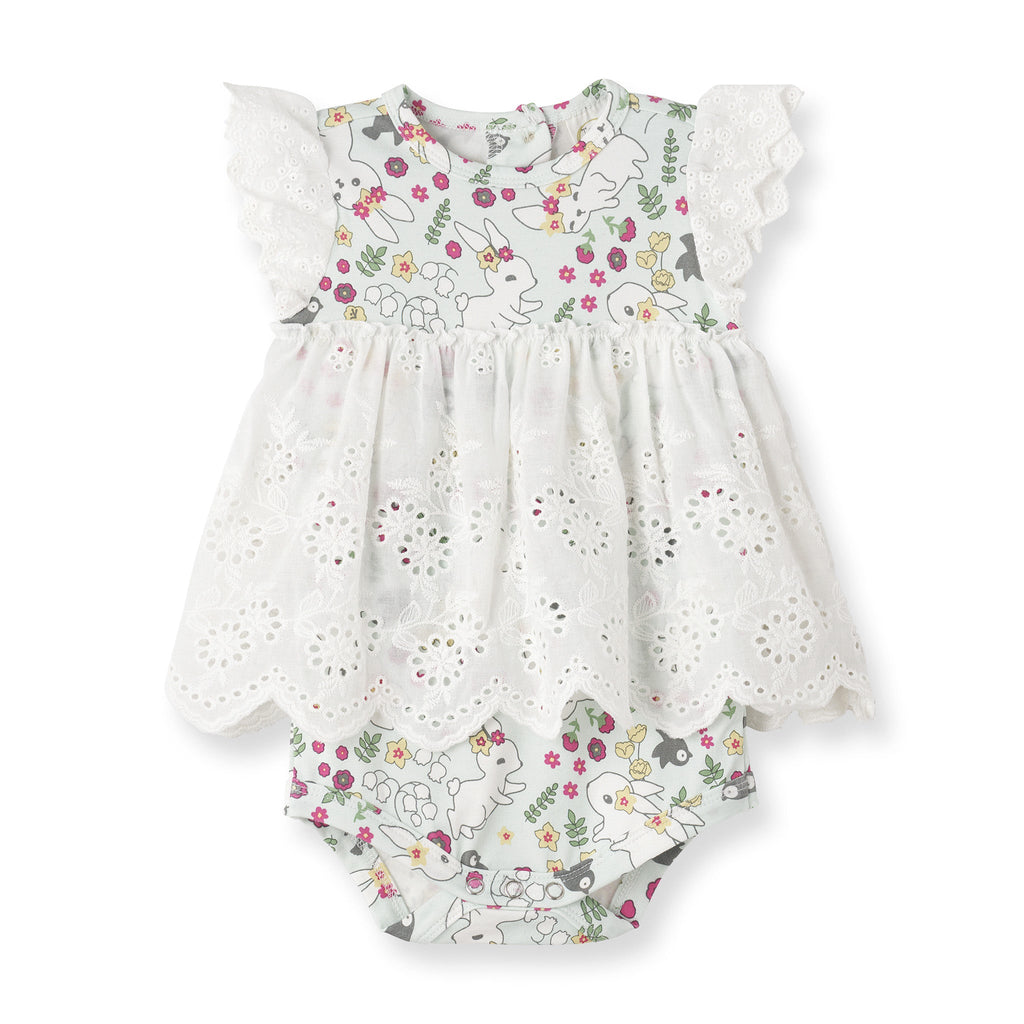 Baby Girl's Cottontail Garden Bamboo Skirted Bodysuit 0-6M