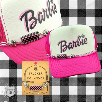 Checkerboard charm trucker hat chain
