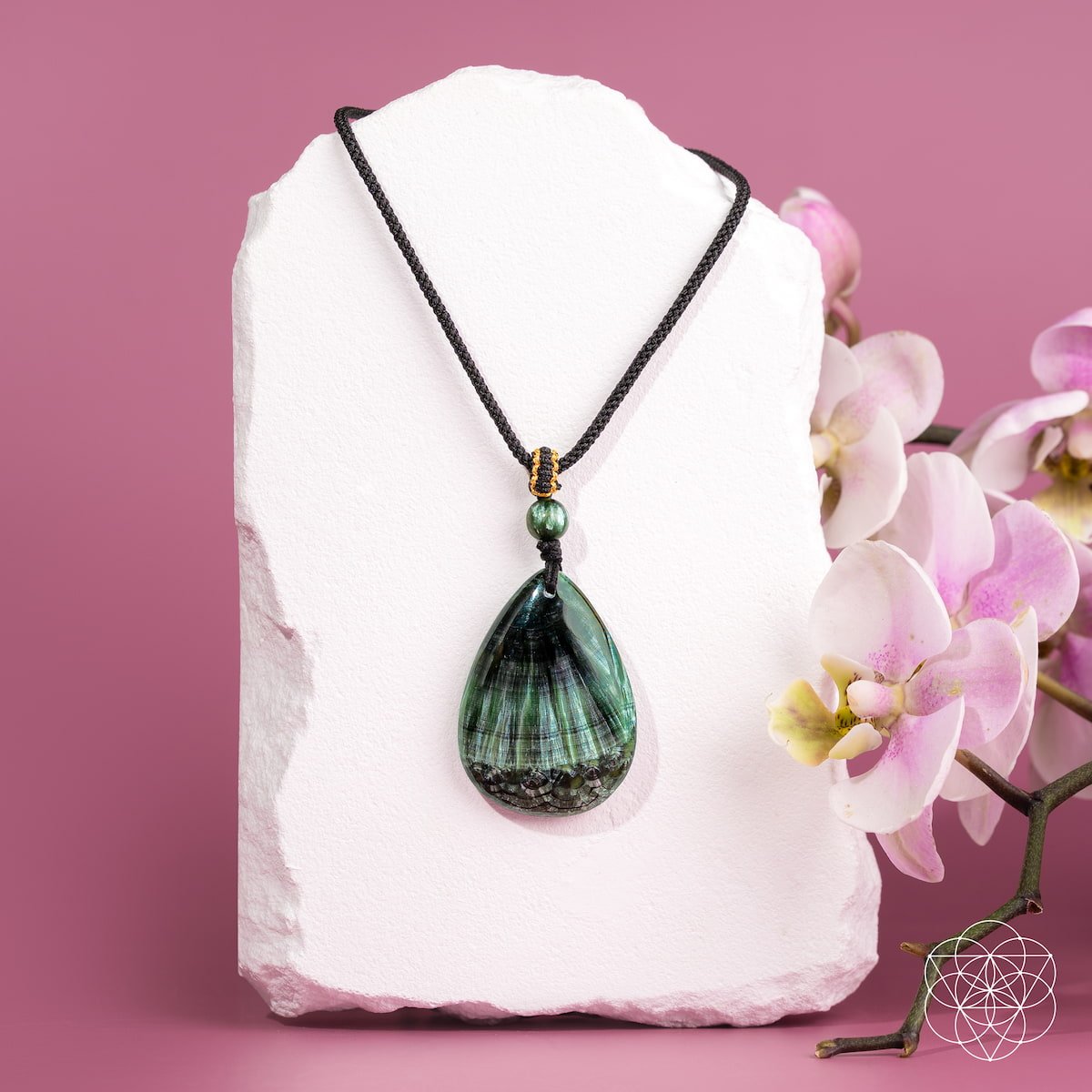 The Angel by My Side – Rare Seraphinite Pendant - Quarter Circle AK Boutique