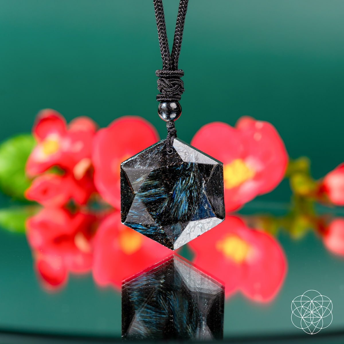 The Arfvedsonite Deep Healing Pendant - Quarter Circle AK Boutique
