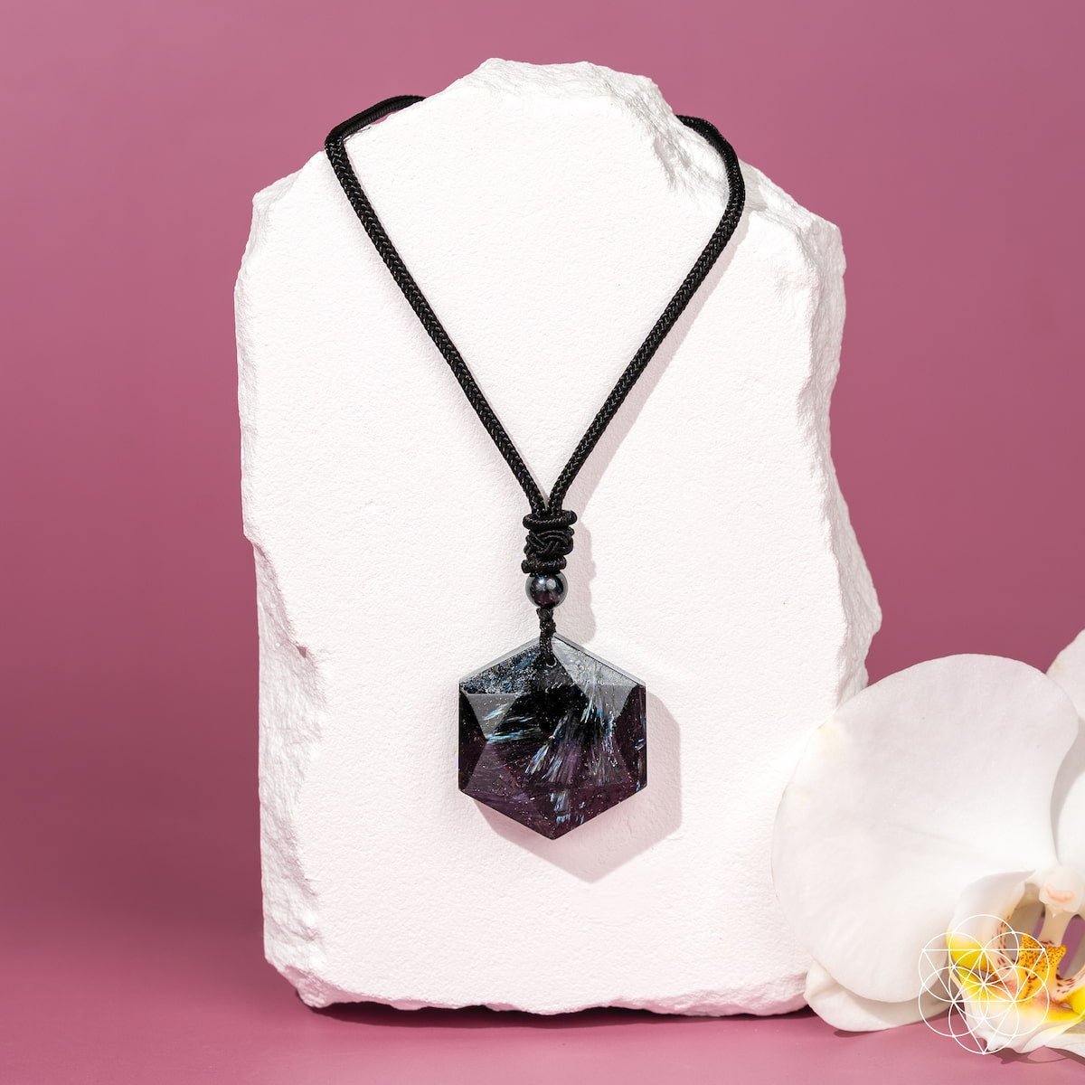 The Arfvedsonite Deep Healing Pendant - Quarter Circle AK Boutique