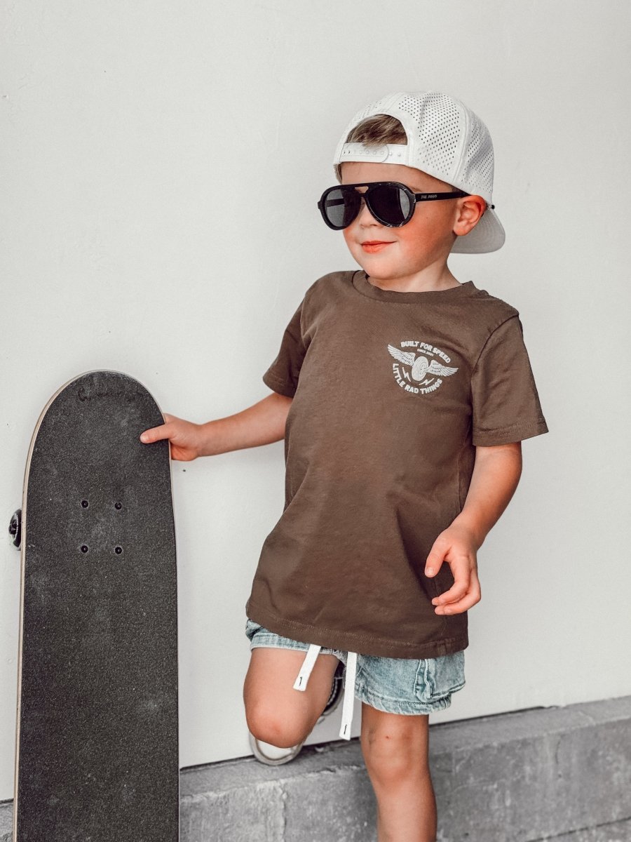THE WINGED MECHANIC TEE - BROWN - Quarter Circle AK Boutique