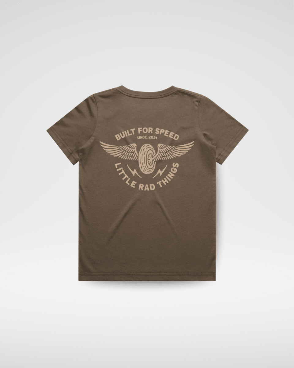 THE WINGED MECHANIC TEE - BROWN - Quarter Circle AK Boutique