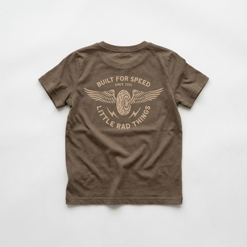 THE WINGED MECHANIC TEE - BROWN - Quarter Circle AK Boutique