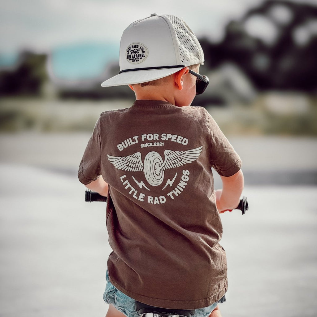 THE WINGED MECHANIC TEE - BROWN - Quarter Circle AK Boutique