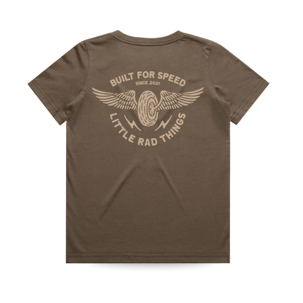 THE WINGED MECHANIC TEE - BROWN - Quarter Circle AK Boutique