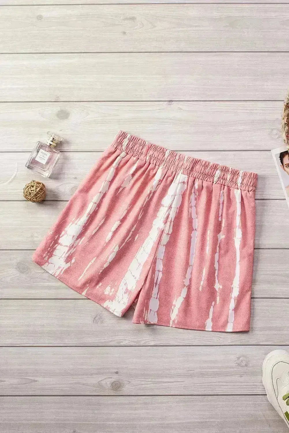 Tie Dye Drawstring Shorts | Boho Chic Summer Shorts | Polyester - Quarter Circle AK Boutique