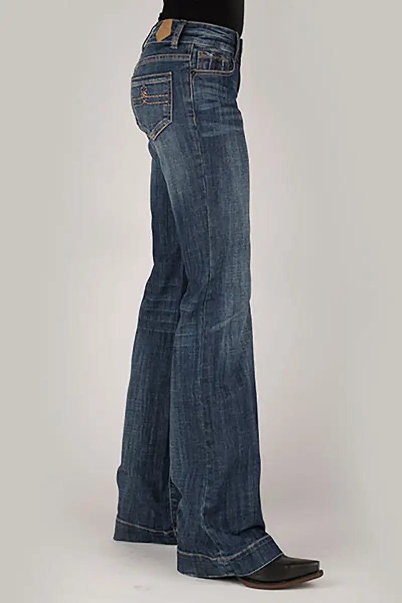 Tin Haul 460 Ella Fit Double Gold Loop Pocket ( Denim Dark Wash ) - Women's Jeans - Quarter Circle AK Boutique