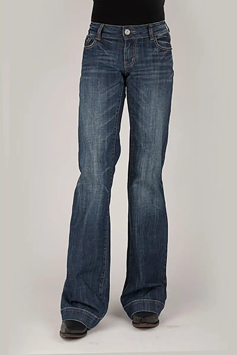 Tin Haul 460 Ella Fit Double Gold Loop Pocket ( Denim Dark Wash ) - Women's Jeans - Quarter Circle AK Boutique