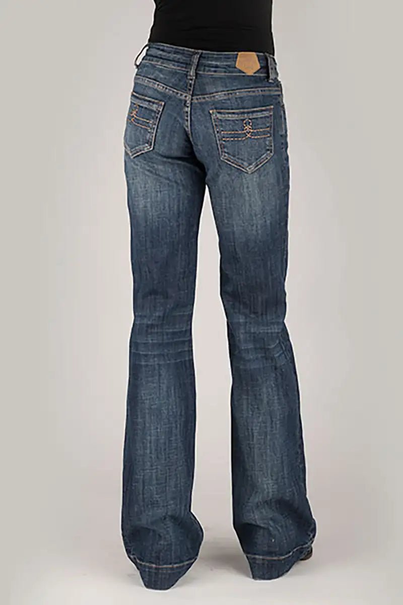 Tin Haul 460 Ella Fit Double Gold Loop Pocket ( Denim Dark Wash ) - Women's Jeans - Quarter Circle AK Boutique