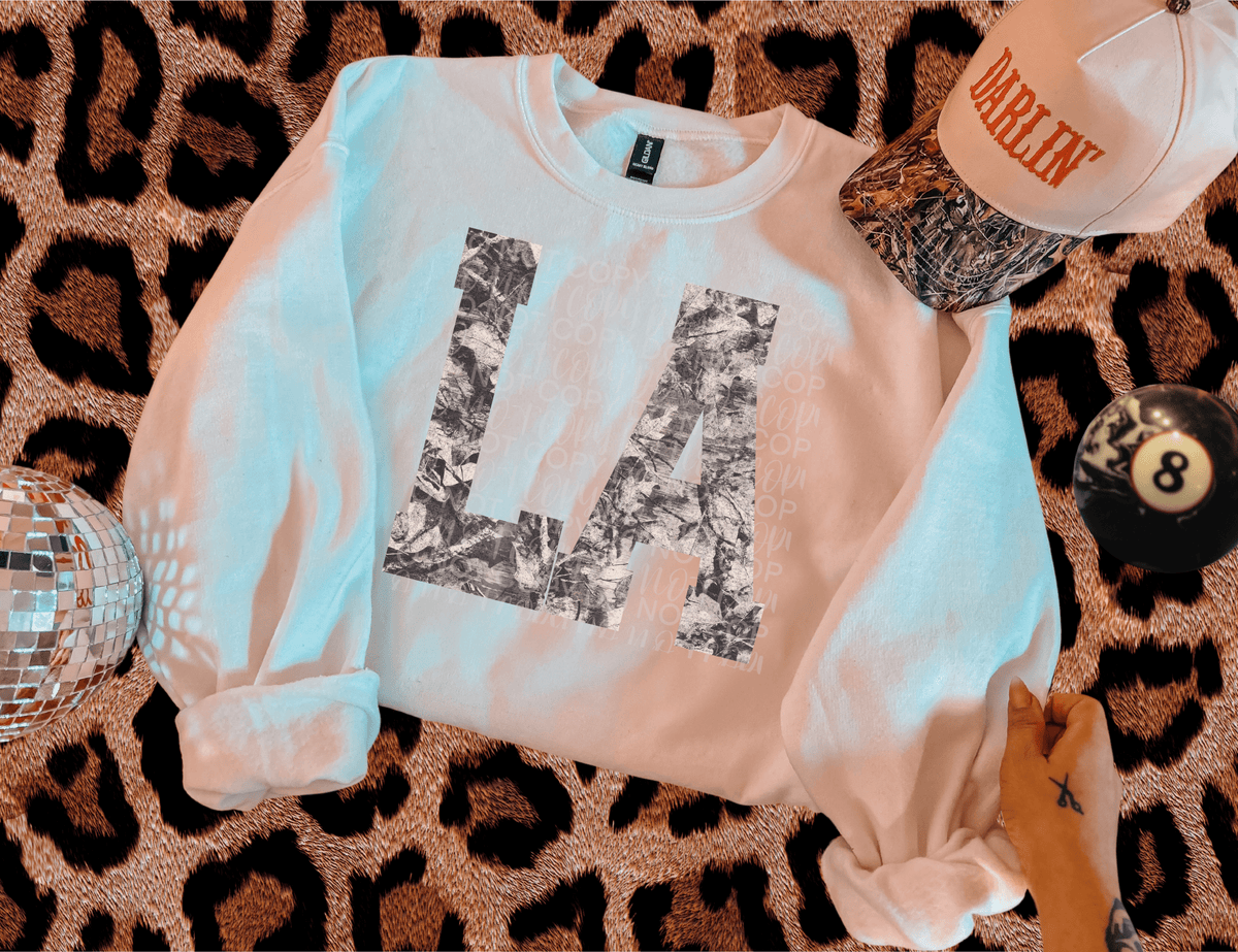 Trendy camo LA tee or sweatshirt - Quarter Circle AK Boutique