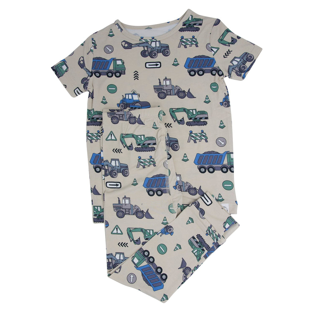 Trucks Diggers Construction Big Kid Pajama S/S - Quarter Circle AK Boutique