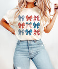USA Plaid Coquette Bow Collage Tee - Quarter Circle AK Boutique