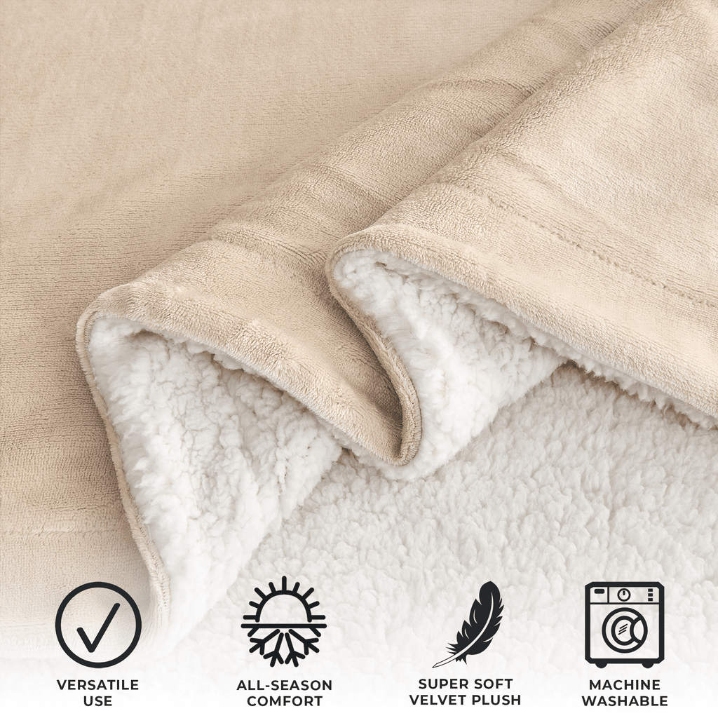 Velvet Plush Sherpa Luxury Bed Blanket - Kinsley Collection - Quarter Circle AK Boutique