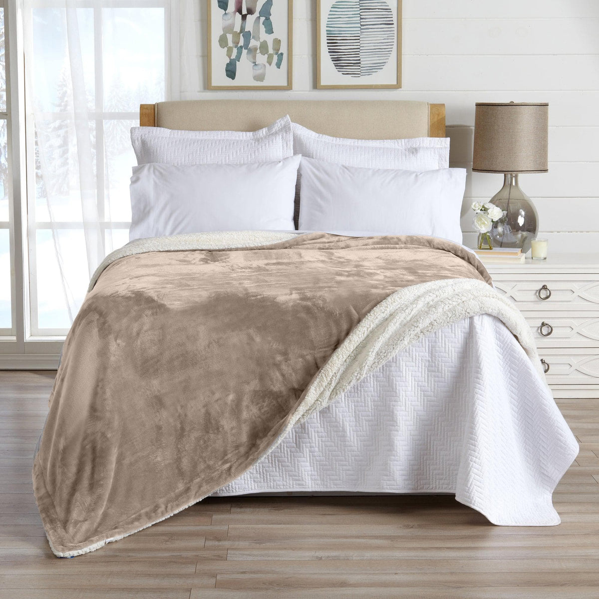 Velvet Plush Sherpa Luxury Bed Blanket - Kinsley Collection - Quarter Circle AK Boutique