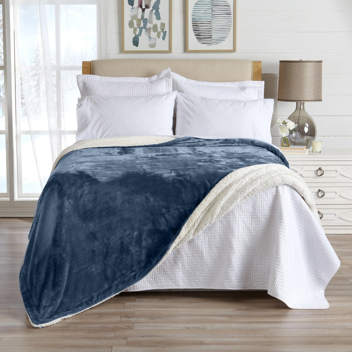 Velvet Plush Sherpa Luxury Bed Blanket - Kinsley Collection - Quarter Circle AK Boutique