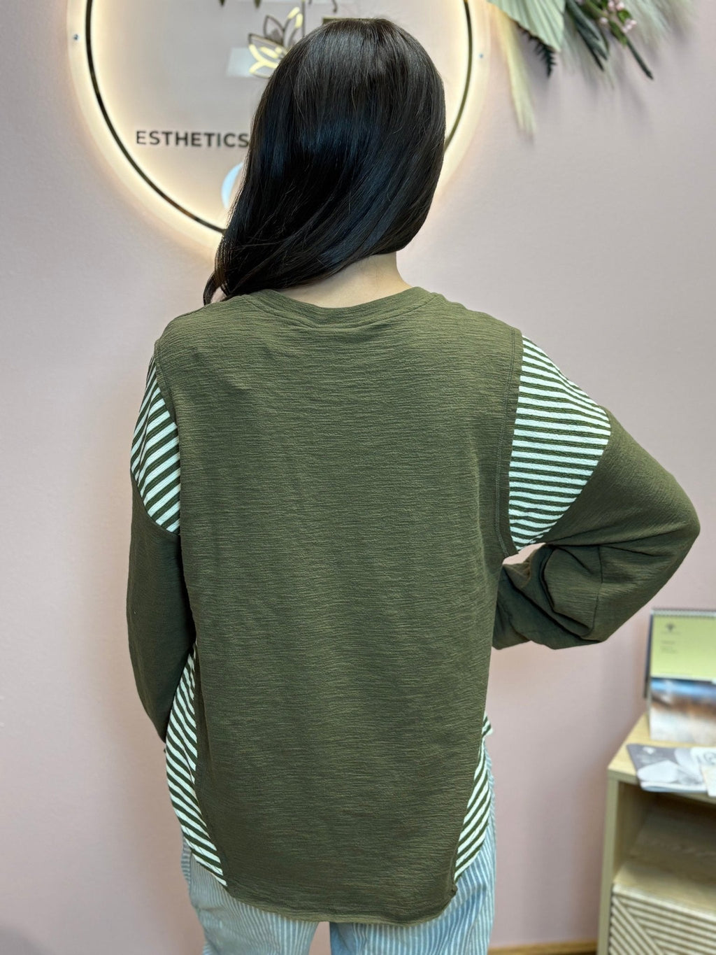 VERY J "Wild West Cowgirls" Western Graphic Knit Top — Oversized Mixed Media (Taupe or Olive) - Quarter Circle AK Boutique