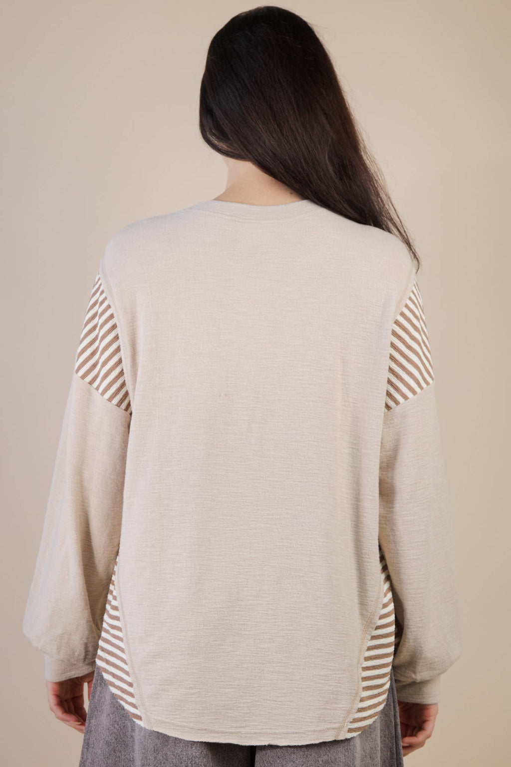 VERY J "Wild West Cowgirls" Western Graphic Knit Top — Oversized Mixed Media (Taupe or Olive) - Quarter Circle AK Boutique