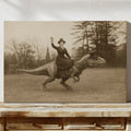 Victorian Lady Riding a Top-Hat T-Rex - Quarter Circle AK Boutique