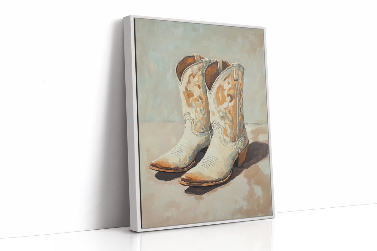 Vintage Cowgirl Boots Canvas – Western Boot Wall Art - Quarter Circle AK Boutique